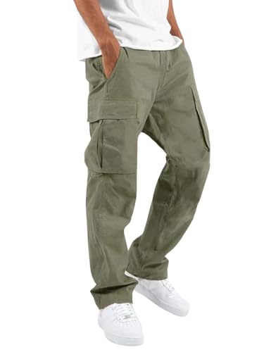 Lymio Men Cargo || Men Cargo Pants || Men Cargo Pants Cotton || Cargos for Men (Cargo-01-04) (XL, Olive Green)