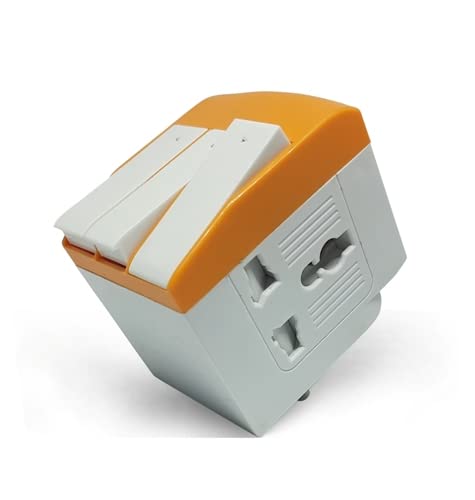 EMBOX 3 Pin Multi Plug Socket-Universal Travel Adapter with Individual Switch Safety Shutter LED Indicator-3 Way Plug Extension for Home Office Travel-5A-250V (Orange Pack Off 1)