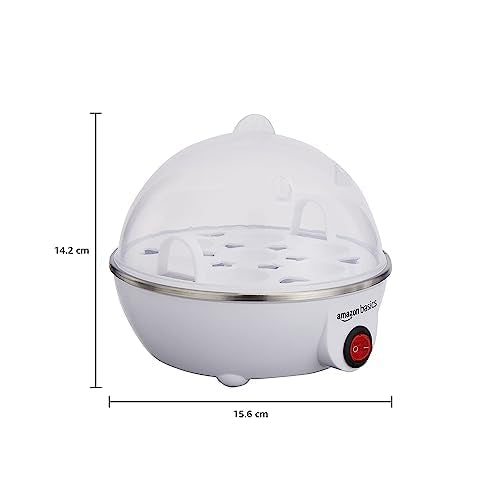 Amazon Basics Electric Egg Boiler | 3 Boiling Modes | Automatic Operation | Overheat Protection|75ml|Plastic|White