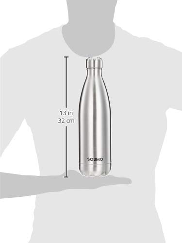 Amazon Brand - Solimo 1000ml Stainless Steel Insulated (Thermosteel) Water Bottle | 24 Hours Hot and Cold | Leakproof, Rust and Corrosion Resistant| For Travel, Office, Trekking, Home (Silver)