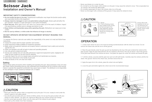 LEAD BRAND LEAD BRAND Scissor Jack 1.5 Tons(3,307 lbs) Capacity Saving Strength Design VA004