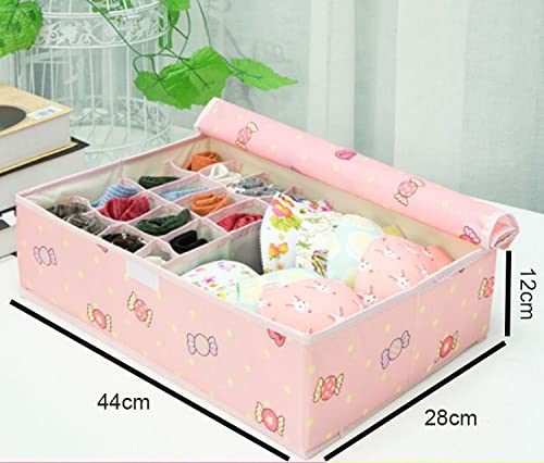 House of Quirk Innerwear Organizer 16+1 Compartment Non-Smell Non Woven Foldable Fabric Storage Box for Closet (44 x 28 x 12 cm Pink Candy)