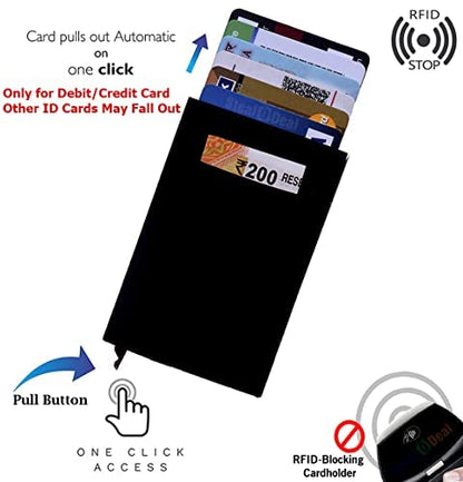 Stealodeal Black RFID Protected Aluminum pop Up Jacket Debit/Credit/ATM Card Holder (Unisex)