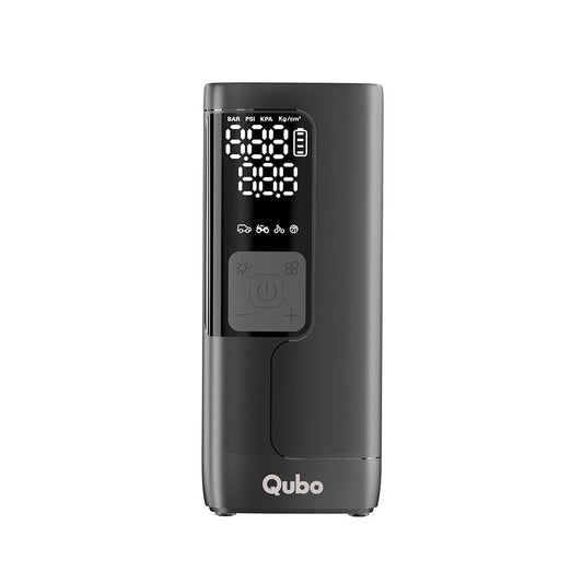 Qubo Smart Tyre Inflator Max from Hero Group | Battery & Car 12V Port Dual Mode | 5200 Mah | Super Fast Inflation | 150 Psi | Digital Display | 5 Air Fill Modes | Multiple Nozzles | Auto Cut-Off |