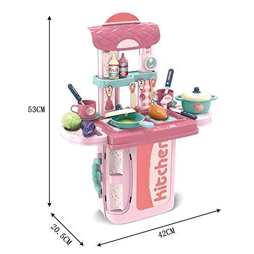 Cable World Plastic 3 in 1 Portable Pretend Food Party Role Cooking Kitchen Play Set Toy for Boys and Girls - Pink