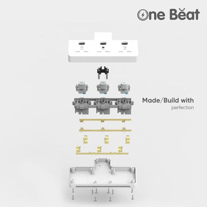 One Beat Cordless Extension Board with Individual Switch-Multi Plug Socket with 3 Sockets - Flex Board with Safety Shutter Protection