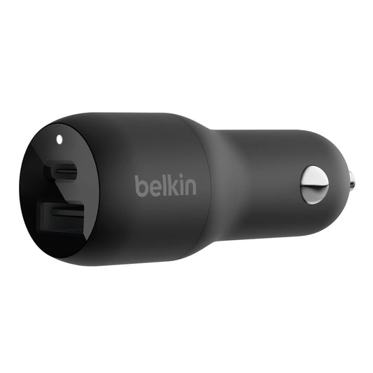 Belkin Dual USB-C Car Charger, 42W (12W+30W) PD, Black