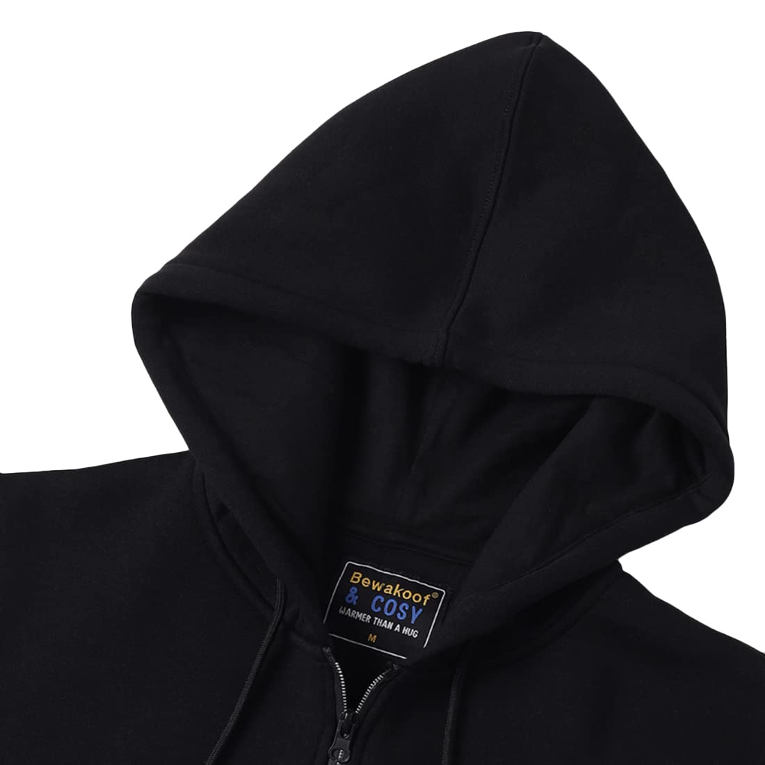 Bewakoof Men Winterwear Solid Black Long Sleeve Hooded Hoodies