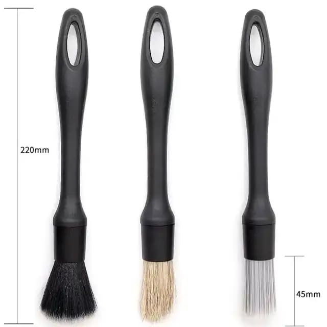 Purezo Soft Car Detailing Brush Set of 3 | for Auto Detailing Wheel Interior Cleaning Brush