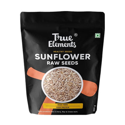 True Elements Sunflower Seeds 500g - Raw Sunflower Seeds for Eating | Diet Food | High in Fibre | Weight management | Source of Antioxidants | Surajmukhi Seeds