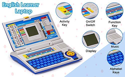 Cable World® Educational Laptop Computer Toy for Kids Above 3 Years - 20 Fun Activity Learning Machine, Now Learn Letter, Words, Games, Mathematics, Music, Logic, Memory Tool - Blue