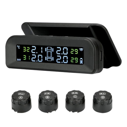 Skyshop® Solar C260 (Voice Alert) Windshield USB/Solar TPMS (Car Tyre Pressure Monitoring System) Suitable for All Car with 4 Tires Sensors PSI & Temperature Display (External)