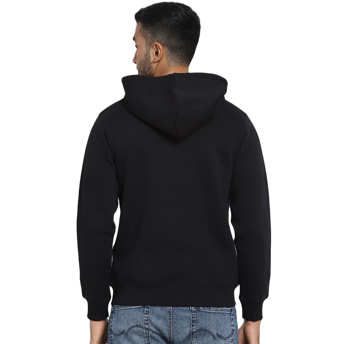 Bewakoof Men Winterwear Solid Black Long Sleeve Hooded Hoodies