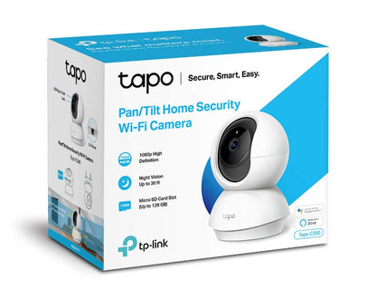 Tapo TP-Link C200 360° 2MP 1080p Full HD Pan/Tilt Home Security Wi-Fi Smart Camera| Alexa Enabled| 2-Way Audio| Night Vision| Motion Detection| Sound and Light Alarm| Indoor CCTV White