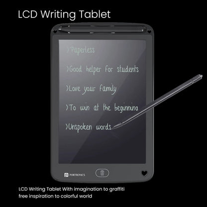 Portronics Ruffpad 12E Re-Writable LCD Writing Pad with 30.4cm (12 inch) Writing Area, India's First Notepad to Save and Share Your Child's First creatives via Ruffpad app on Your Smartphone(Black)