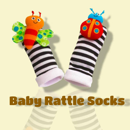 little PANDA Baby Rattle Toys Born Baby Cotton Socks and Wrist Rattle Newborn Foot Rattle Baby Essential Baby Gift 0-3 3-6 0-6 6-12 Months (1 Pair Socks+ 1 Pair Wrist)