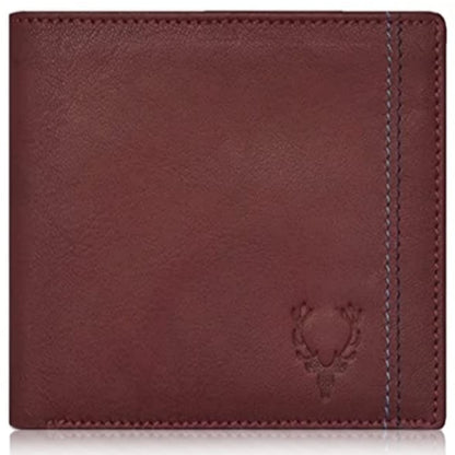 Allen Solly Bi Fold Slim & Light Weight Genuine Leather Men's Stylish Casual Wallet Purse with Card Holder Compartment (Maroon)