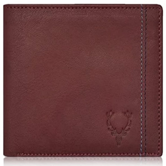 Allen Solly Bi Fold Slim & Light Weight Genuine Leather Men's Stylish Casual Wallet Purse with Card Holder Compartment (Maroon)