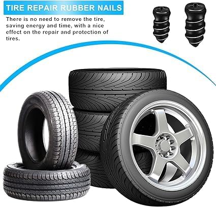 Woffely 20 Pc'S Tire Repair Rubber Nail Car Tire Repair Nails Tire Repair Rubber Screws Fast Tire Repair Tool For Car Motorcycle Tire Puncture Repair, Black