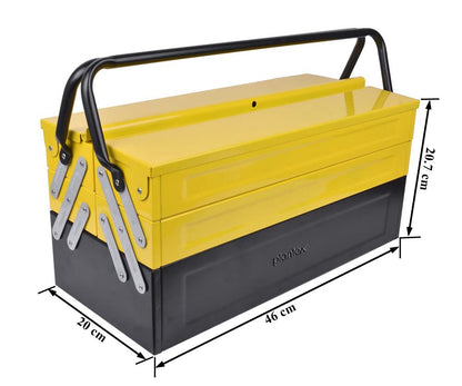 Plantex Tool Box for Home/Sturdy Tools Box With Large Capacity/Empty Tool Box/Tool Organizer for Carpenter, Garage, And Home Essential Tools - 5 Compartments - (Yellow & Black) - Metal