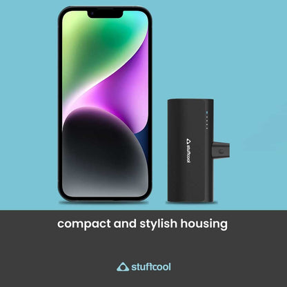 Stuffcool Snap 5000mAh Super Compact Lightning Power Bank with 20W PD Output, Charges Any iPhone 50% in 30 mins, Compatible with All iPhones, iPads, Airpods (Black)