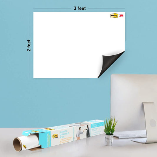 Post-it Dry Erase Writing Surface | Whiteboard sticker | Super Sticky, removes Without Residue | White, 3ft x 2ft | for Professionals &Work from home