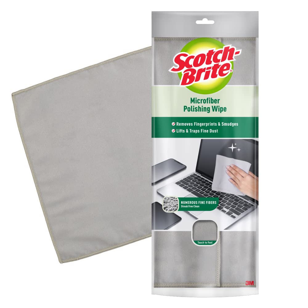 Scotch-Brite Microfiber Polishing Wipe (Pack of 1 Grey) (Used for cleaning TV, Mobile, Laptop, Tablet screens & Spectacles)