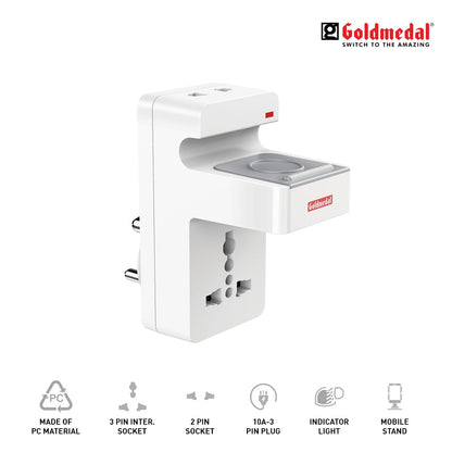 Goldmedal Nano Travel Adaptor with Mobile Stand (Pack of 1)- White