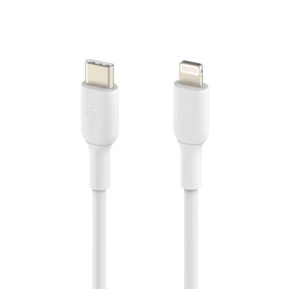 Belkin Apple Certified PVC Lightning to USB-C Charge and Sync Type C Cable, Tough and Durable, For iPhone, iPad, Air Pods, 3.3 Feet (1 Meter) - White