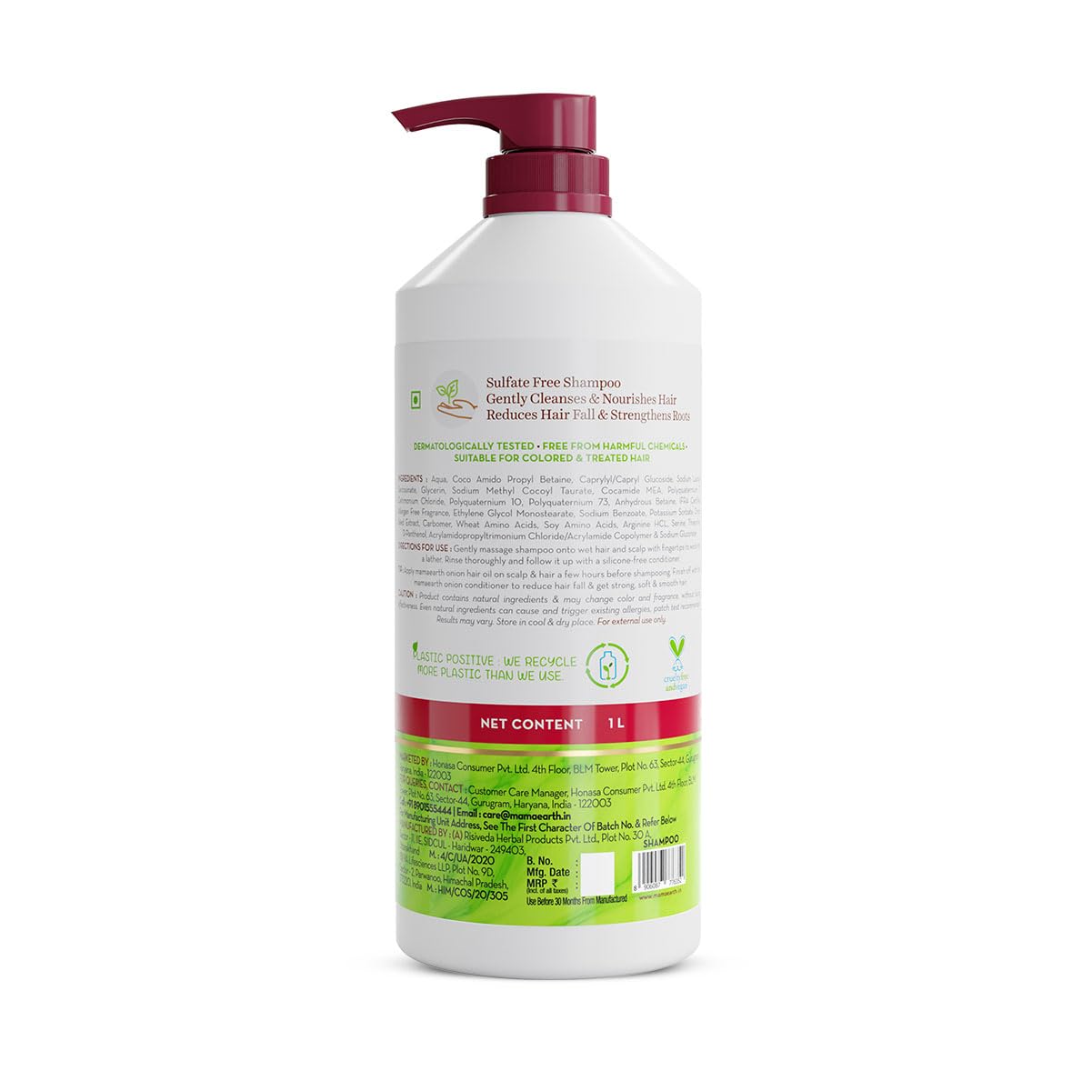 Mamaearth Onion Shampoo for Hair Growth & Hair Fall Control with Onion & Plant Keratin - 1 Litre