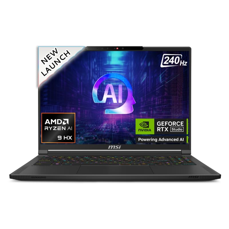 MSI Stealth A16 AI+,AMD Ryzen AI 9 365,41CM QHD+ 240Hz Gaming Laptop(32GB/1TB NVMe SSD/Windows 11 Home/Office 2021/NVIDIA GeForce RTX 4060,GDDR6 8GB/Core Black/2.1Kg) A3HVFG-075IN