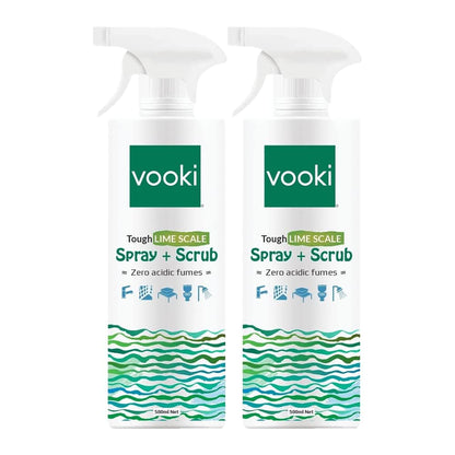 Vooki Ecofriendly Tough Lime Scale Hard Water Stain Remover, Spray and Scrub Cleaner for Bathroom,Taps, Faucet, Basins, Showers & Floor Tiles Cleaner- 500 ml (Pack of 2)