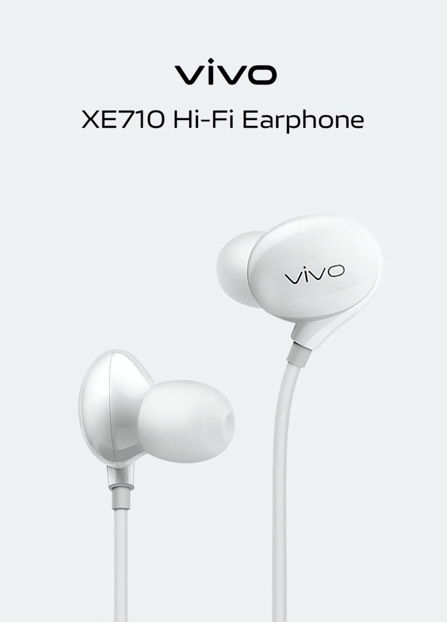 vivo Xe710 Wired Type C Earphones with Mic for Clear Calling, Powerful Audio,1.25M Cable (White, in The Ear) - in Ear