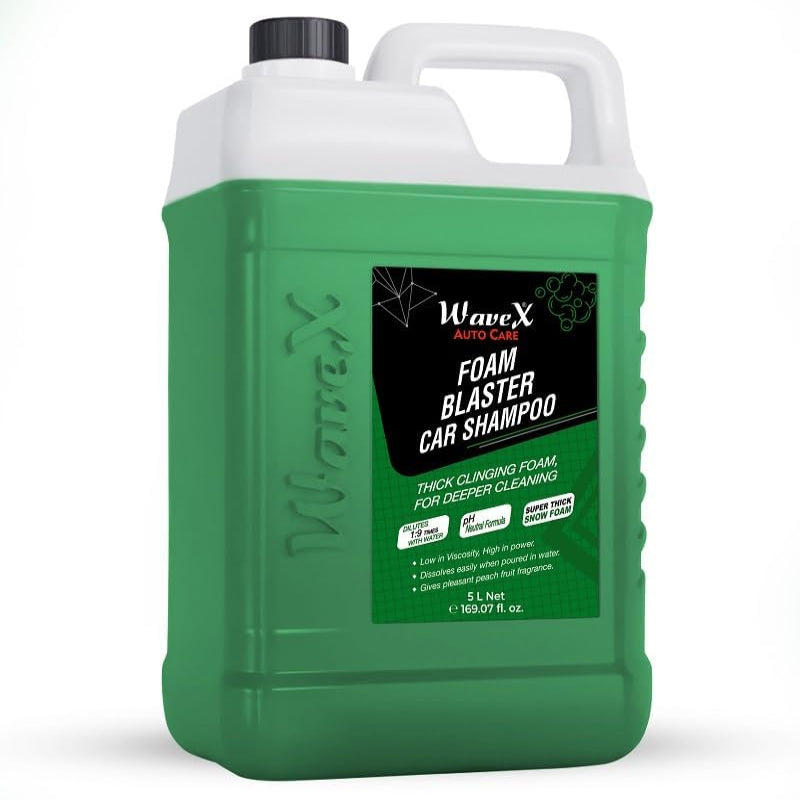 Wavex Foam Car Shampoo Concentrate 5Ltr pH Neutral, Extreme Suds Snow White Foam, Highly Effective on Dust and Grime