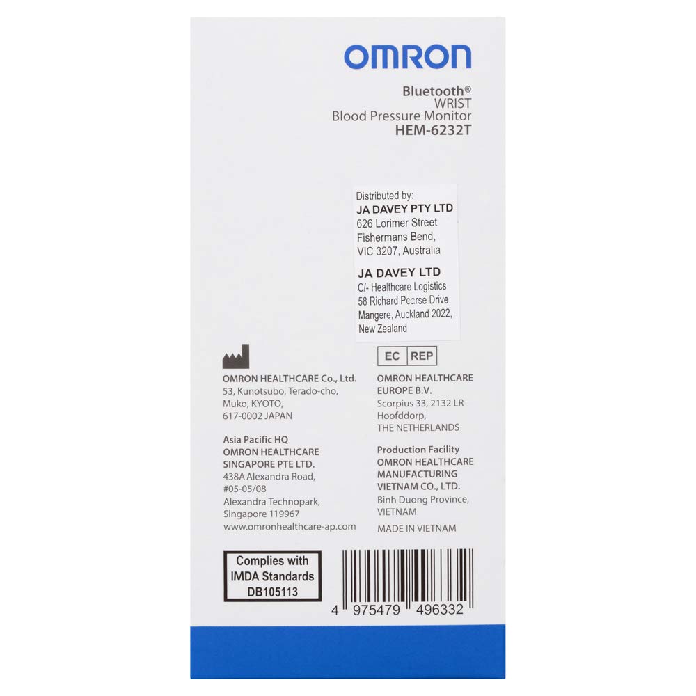 Omron HEM 6232T Wrist Blood Pressure Monitor (Black)