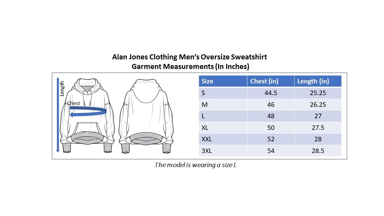 Alan Jones Clothing Men's Printed Oversize Loose Fit Cotton Blend Hoodies