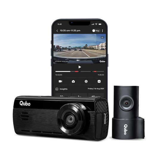 Qubo Car Dash Camera True 4K HDR 2160P UHD Dual Channel from Hero Group, SONY STARVIS IMX415 Sensor, Made in India, ADAS, Rear 1080P, GPS Log, 2.8" Display, 140° Wide Angle, Supports Up to 1TB SD Card