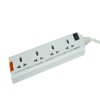 Havells 240V 6A Four-Way 1440W Extension Board With wire (White)- 1.5 Metre ( Surge and Spike Guard)