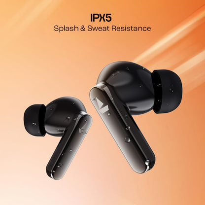 boAt Airdopes 301 TWS Earbuds w/ 75 hrs Playtime, Quad Mics with ENx, ASAP Charge, IWP Tech, Beast Mode with 50ms Low Latency, 10mm Drivers, Bluetooth v5.3 & IPX5 Resistance(Midnight Shadow)