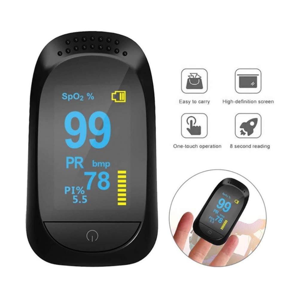 DR VAKU® Professional Pulse Oximeter Fingertip, SpO2 and PR Value Waveform Perfusion Index Blood Oxygen Saturation with Sleep Monitoring Function for Sports and Home - Lanyard Included - Black