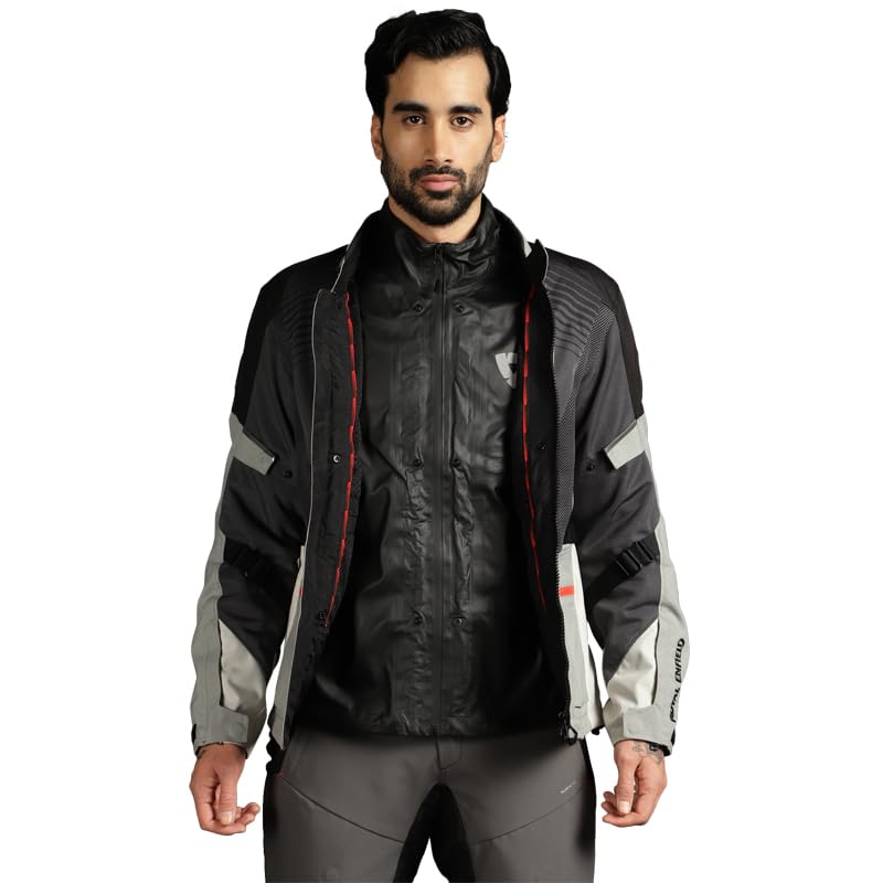 Royal Enfield Mens Sahara Air Riding Jacket Grey (5XL) With Ce Level 2 Seeflex Armor At The Shoulders And Elbows, Complete With Pockets For Back Protectors For Advance Protection