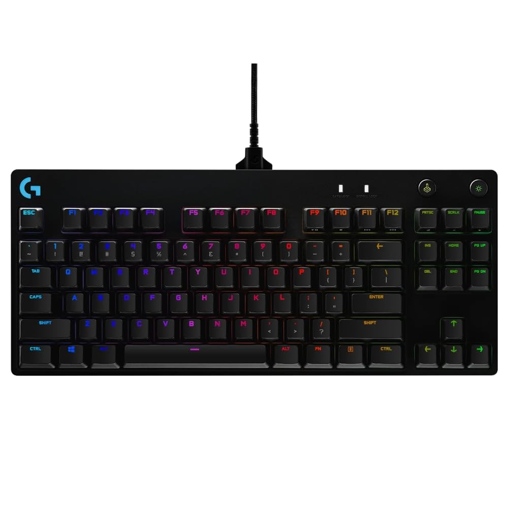 Logitech G PRO Mechanical Gaming Keyboard, Ultra Portable Tenkeyless Design, Detachable Micro USB Cable, 16.8 Million Color LIGHTSYNC RGB Backlit Keys,Black