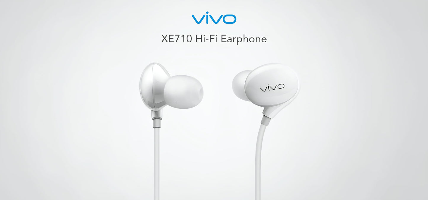 vivo Xe710 Wired Type C Earphones with Mic for Clear Calling, Powerful Audio,1.25M Cable (White, in The Ear) - in Ear