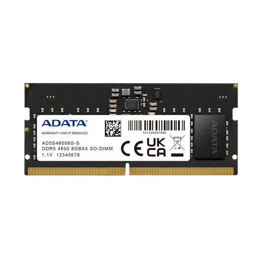 ADATA Premier 8GB 4800MHz SO-DIMM DDR5 Laptop Memory, Single RAM Module, Supports Intel & AMD Latest CPU, Intel XMP & AMD Expo, Built in PMIC, On Die ECC, Low Voltage, More Bandwidth- AD5S48008G -S