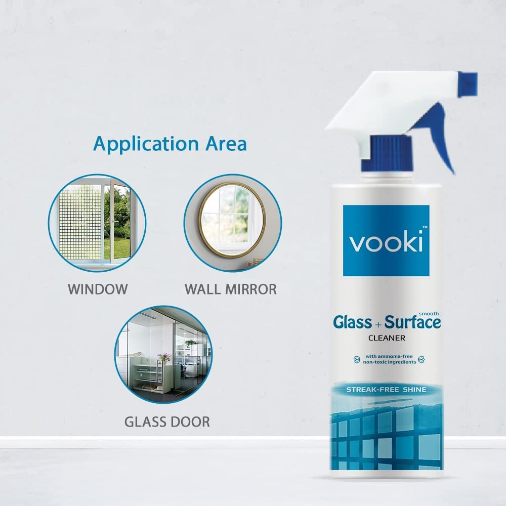 Vooki Ecofriendly Smooth Glass Surface Cleaner, Non-Toxic, for All Types of Glass Surfaces, 500ml - (Pack of 1)