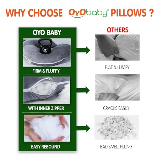 OYO BABY Pregnancy Pillows for Sleeping J-Shape Full Body Pillow and Maternity Support - for Back, HIPS, Legs, Belly for Pregnant Women with Removable Washable Velvet Cover (Grey)