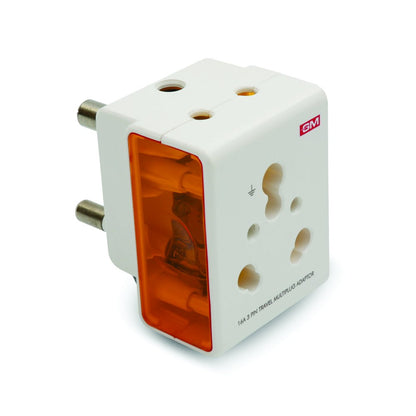 GM 3050 16 AMP 3 Pin Multi Plug Travel Adaptor Suitable for Class I and II Electrical Appliances - White