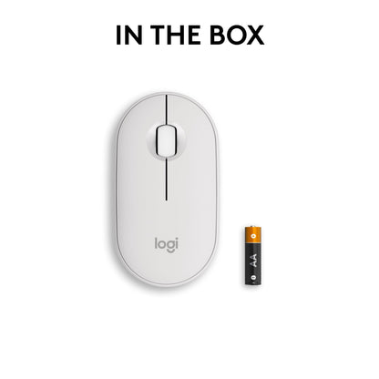 Logitech Pebble Mouse 2 M350s Slim Bluetooth Wireless Mouse, Portable, Lightweight, Customisable Button, Quiet Clicks, Easy-Switch for Windows, macOS, iPadOS, Android, Chrome OS - Tonal White