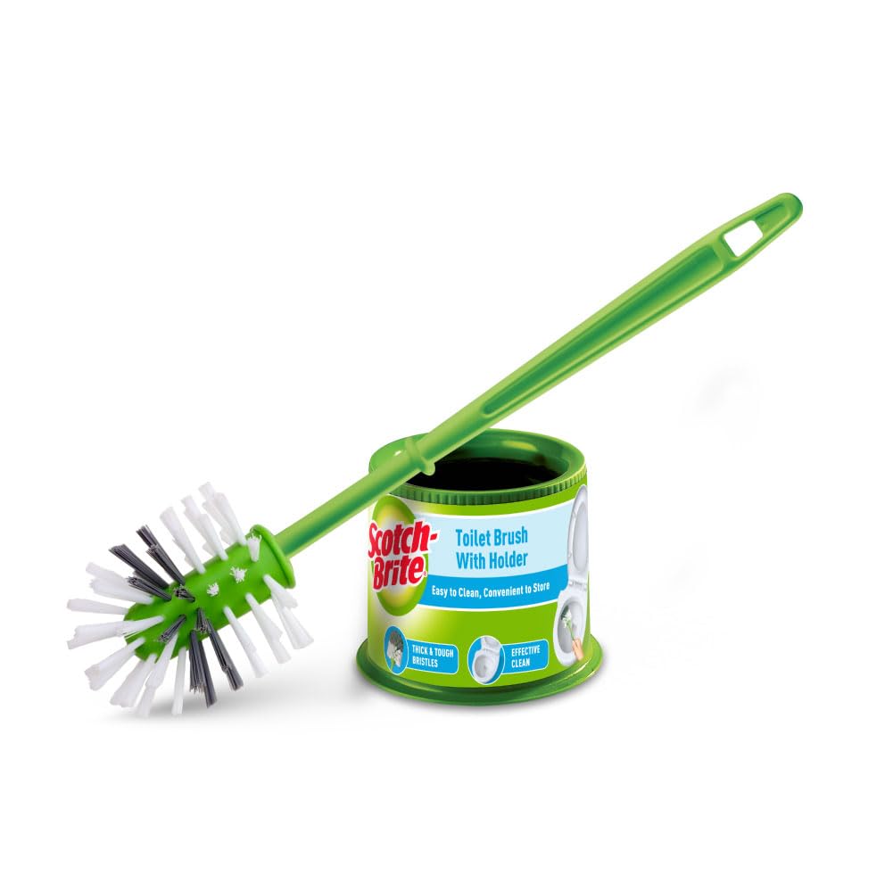 Scotch-Brite Plastic Toilet Brush With Holder, Green