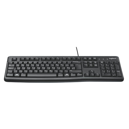 Logitech K120 Wired Keyboard for Windows, USB Plug-and-Play, Full-Size, Spill-Resistant, Curved Space Bar, Compatible with PC, Laptop